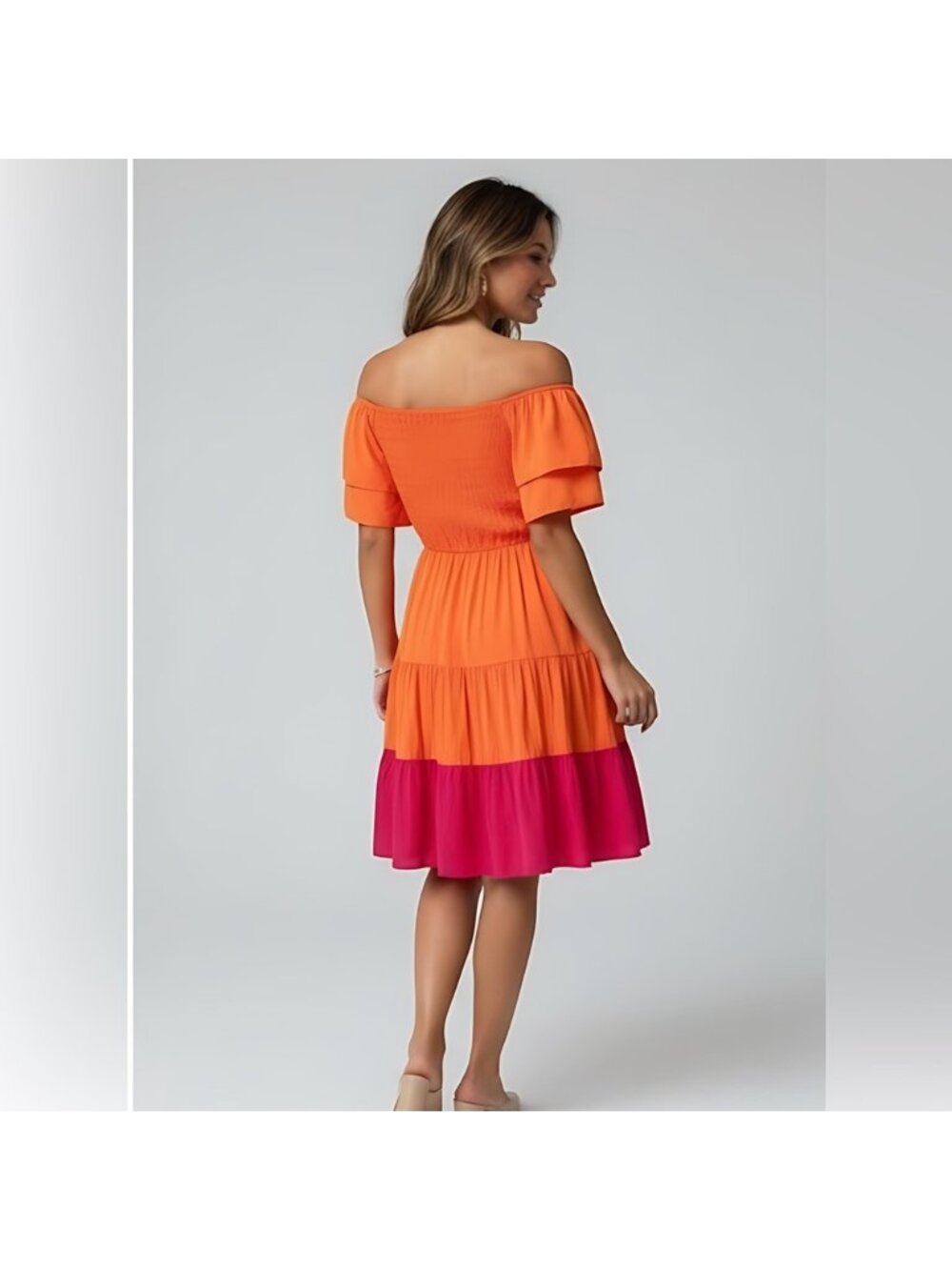 Off Shoulder Ruffle Dress - Picture 2 of 9